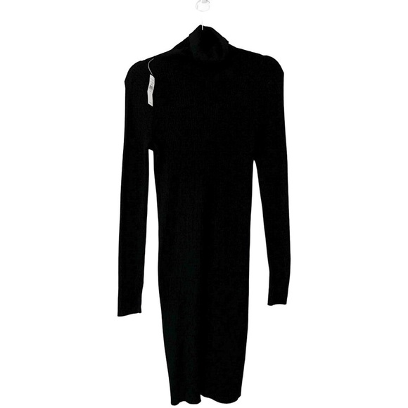 NWT American Eagle Black RIbbed Turtleneck Long-Sleeve Mini Dress sZ M - Picture 3 of 7